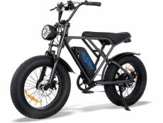 Onesport vélo électrique 250 w 20" x 4" pour adultes, batterie amovible 48v 15 ah, vtt électrique 80 km, shimano 7 vitesses et double amortisseur