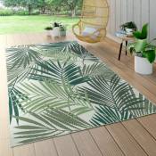 Paco Home - Tapis Intérieur & Extérieur Tissage à Plat Jungle Découpé Design Palmiers Floral Vert 160 cm rond