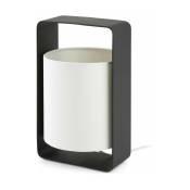 Petit lampe de table en métal noir et tissu blanc 16 x 15 x 27 cm Lula - Faro Barcelo