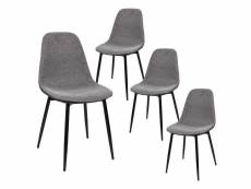 Piaga - lot de 4 chaises tissu noir et gris chiné