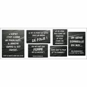 Plage - Sticker autocollant décoratif, 6 cadres ardoises de différentes citations, on ne naît pas femme on le devient simone de beauvoir, 68 cm x 24