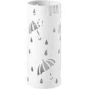 Porte parapluie en métal rond avec 4 crochets et plateau. Porte parapluie design moderne. 20x49cm. Blanc - Woltu