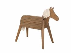 ROBA Cheval d'extérieur – bois massif teck – cheval de jardin avec crinière et queue 456022TE