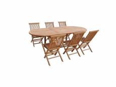 Salento - ensemble table de jardin ovale extensible et chaises pliantes en teck - chaises x 6 1259-00-00-01