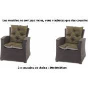 Setgarden - Coussins pour chaises de jardin 2 pièces x de jardin terrasse 50x50x55cm - Coussins pour fauteuil de jardin extérieur Vert