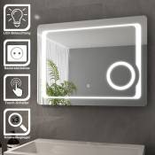 Sonni - miroir de salle de bain led miroir lumineux 80 x 60 cm miroir de salle de bain avec éclairage interrupteur tactile miroir cométique led avec