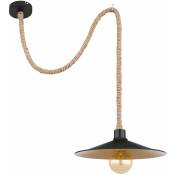 Suspension lampe corde corde de chanvre or noir style campagnard salon suspension plafonnier réglable, corde de chanvre métal, 1x douille E27, DxH