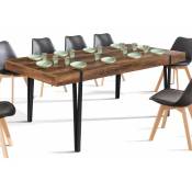 Table à manger extensible rectangle austria 6-10 personnes bois pied épingle noir 160-200 cm - Bois-foncé