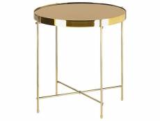 Table appoint marron et dorée ronde d 40 cm lucea 201718