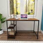 Table d'ordinateur de bureau, table d'ordinateur avec bibliothèque, table d'étude pour avec 2 étagères de rangement, table d'écriture pour bureau,