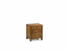 Table de chevet 4 tiroirs bois bronze marron 45x35x45cm - bois, bronze - décoration d'autrefois