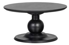 Table de salon ronde en bois de manguier noir