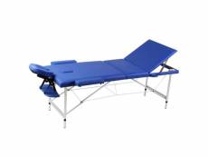 Table pliable de massage 3 zones shiatsu et le reiki avec cadre en aluminium bleu helloshop26 02_0001881
