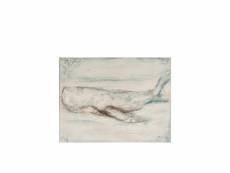 Tableau baleine canevas-bois bleu-blanc - l 120 x l