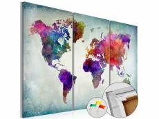 Tableau en liège - world in colors [cork map]-90x60