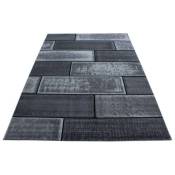 Tapis noir design pour salon rectangle Alandra Noir 80x150 - Noir