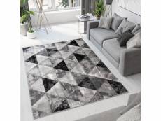 Tapiso luxury tapis moderne géométrique triangles gris noir fin 160 x 220 cm DK25B DARK GRAY 1,60-2,20 LUXURY PP ESM