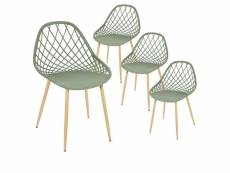 Tressie - lot de 4 chaises vertes coque arrondie