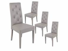 Trevi - lot de 4 chaises simili gris clair et pieds laqués