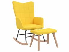 Vidaxl chaise à bascule avec tabouret jaune moutarde