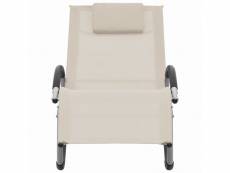 Vidaxl chaise longue avec oreiller crème textilène 47789