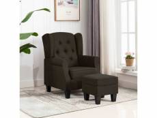 Vidaxl fauteuil avec repose-pied marron foncé tissu