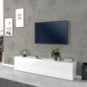 Web Furniture - Meuble tv de salon 180cm 1 porte 2 compartiments blanc brillant Joy Low