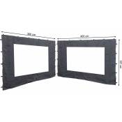 2 Panneaux Latéraux avec Fenêtre pe 300/400x195cm Anthracite pour Gazebo 3x4m