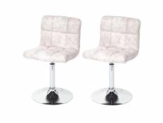 2x chaise de salle à manger kavala, fauteuil oscillant, imitation de daim, chromé ~ vintage gris clair