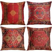 4 pièces ensemble vintage rouge floral turc tapis persan lin housse de coussin maison coussin coussin taie d'oreiller géométrique persan kilim décor