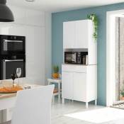 Armoire de cuisine, armoire Kira avec trou micro-ondes 72 cm (largeur) x 186 cm (hauteur) x 40 cm (profondeur) - Artik Blanc - Chêne Canadien