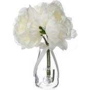 Atmosphera - Composition de 3 pivoines articielles vase verre H35cm créateur d'intérieur - Blanc