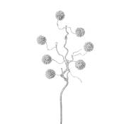 Branche de pompons pailletés artificielle argentée