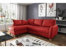 Canapé d'angle convertible en cuir de luxe italien , 5 places conforia, rouge foncé, angle gauche