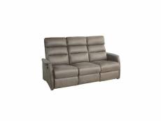 Canapé de relaxation électrique 3 places gris - softy - l 195 x l 90-165 x h 107-80 cm - neuf