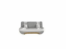 Canapé en lit convertible avec coffre 3 places de rangement relax - clic clac, banquette - en tissu et simili cuir feba (gris clair + blanc (sawana 21