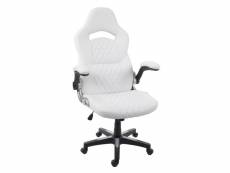 Chaise de bureau hwc-f87 chaise pivotante, fauteuil directorial, similicuir ~ blanc