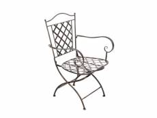 Chaise de jardin en fer forgé bronze vieilli avec accoudoir mdj10071