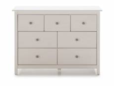 Commode, meuble de rangement en pin coloris blanc - longueur 110 x profondeur 40 x hauteur 80 cm