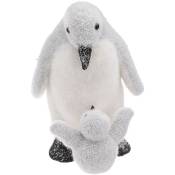 Déco de Noël Bébé & Maman Pingouin H 27 cm - Feeric Christmas - Blanc