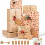 Ersandy - Papier Cadeau Kraft, 6 Feuilles Papier D'Emballage Métallisé Coeur D'Amour Avec Étiquettes et Ruban Cadeau, Papier Cadeaux Pour