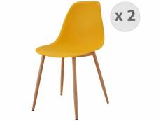 Ester - chaise scandinave curry pieds métal bois (x2) Chaises scandinaves curry pieds métal bois (X2)