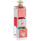 Etagère enfant avec boîtes, jouets, design Cygnes, meuble bambin, HxlxP 89 x 27,5 x 30 cm, blanc/rouge - Relaxdays