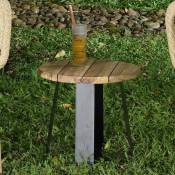 Gecko Outdoor - Table basse métal anthracite et teck recyclé d 40 cm Orsay - Naturel
