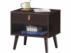 Giantex table de nuit scandinave table de chevet 50 x 39 x 48,5 cm avec 1 tiroir et 1 etagère de rangement pour chambre café