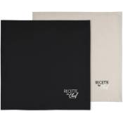 Homemaison - Duo de serviettes de tables bicolores Noir 40x40 cm - Noir