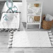 Homemaison - Tapis de bain uni et à pompons Blanc 50x80 cm - Blanc