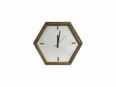Horloge hexagonale blanche en bois recyclé - chalet 74387142