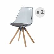 ICE - Chaise design polycarbonate smoke pieds chêne
