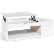 Idmarket - Table basse plateau relevable elea avec coffre bois blanc